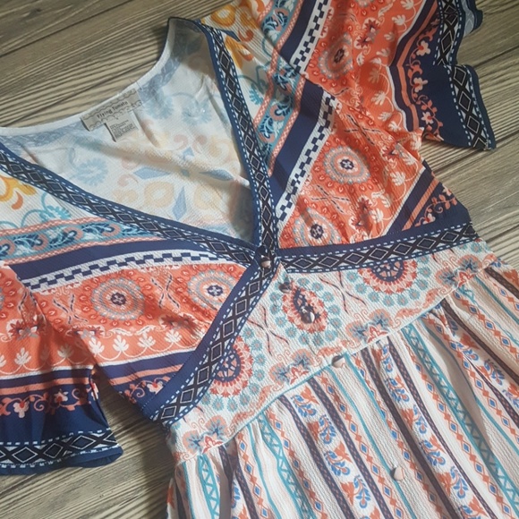 Boho Coral Maxi Dress S-L - Picture 4 of 6